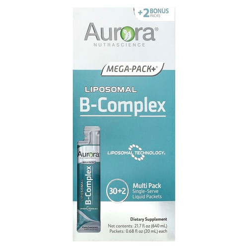 <img alt="Aurora Nutrascience, Liposomal B-Complex, 32 Packets, 0.68 fl oz ( 20 ml) Each" title="Aurora Nutrascience, Liposomal B-Complex, 32 Packets, 0.68 fl oz ( 20 ml) Each,990313200146"