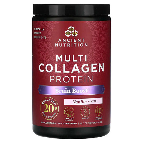 <img alt="Ancient Nutrition, Multi Collagen Protein, Brain Boost, Vanilla, 1 lb (454.5 g)" title="Ancient Nutrition, Multi Collagen Protein, Brain Boost, Vanilla, 1 lb (454.5 g),816401026170"