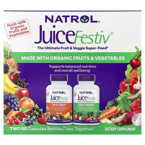 <img alt="Natrol, JuiceFestiv, 2 Bottles, 60 Capsules Each" title="Natrol, JuiceFestiv, 2 Bottles, 60 Capsules Each,047469053031"
