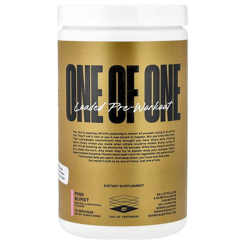 <img alt="ONE OF ONE, Loaded Pre-Workout, Pink Burst, 18.88 oz (535 g)" title="ONE OF ONE, Loaded Pre-Workout, Pink Burst, 18.88 oz (535 g),628235090063"