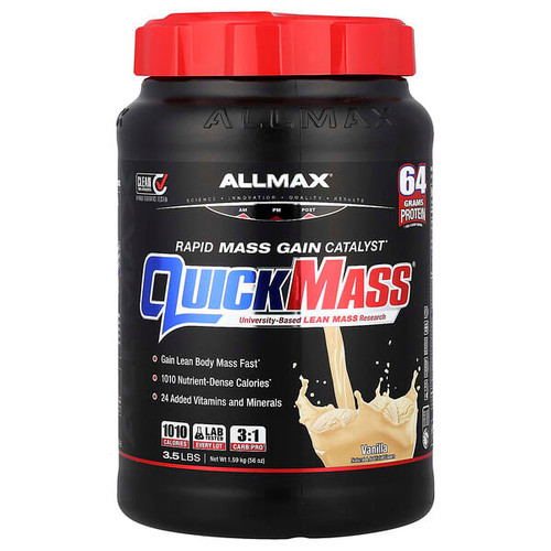 <img alt="ALLMAX, QuickMass, Rapid Mass Gain Catalyst, Vanilla, 3.5 lbs (1.59 kg)" title="ALLMAX, QuickMass, Rapid Mass Gain Catalyst, Vanilla, 3.5 lbs (1.59 kg),665553229744"