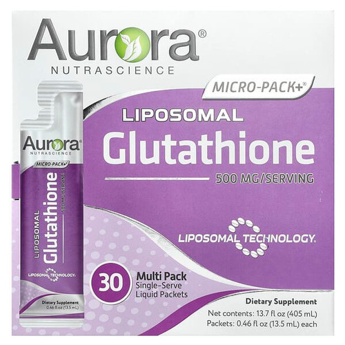 <img alt="Aurora Nutrascience, Micro-Pack+, Liposomal Glutathione, 30 Packets, 0.46 fl oz (13.5 ml) Each" title="Aurora Nutrascience, Micro-Pack+, Liposomal Glutathione, 30 Packets, 0.46 fl oz (13.5 ml) Each,628504648209"