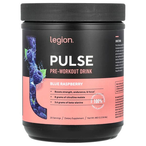 <img alt="Legion Athletics, Pulse, Pre-Workout Drink, Blue Raspberry , 1.06 lbs (480 g)" title="Legion Athletics, Pulse, Pre-Workout Drink, Blue Raspberry , 1.06 lbs (480 g),653341670113"