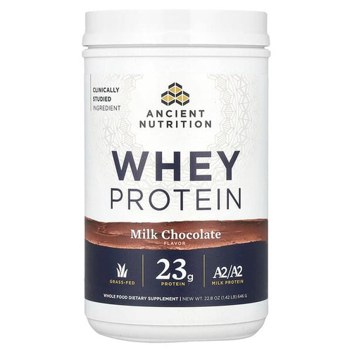 <img alt="Ancient Nutrition, Whey Protein, Milk Chocolate, 1.42 lb (646 g)" title="Ancient Nutrition, Whey Protein, Milk Chocolate, 1.42 lb (646 g),816401027450"