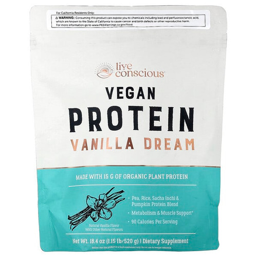 <img alt="Live Conscious, Vegan Protein, Vanilla Dream, 1.15 lb (520 g)" title="Live Conscious, Vegan Protein, Vanilla Dream, 1.15 lb (520 g),810102610218"