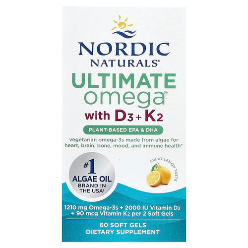 <img alt="Nordic Naturals, Ultimate Omega, Plant-Based With D3 + K2, Lemon, 60 Soft Gels" title="Nordic Naturals, Ultimate Omega, Plant-Based With D3 + K2, Lemon, 60 Soft Gels,768990016134"