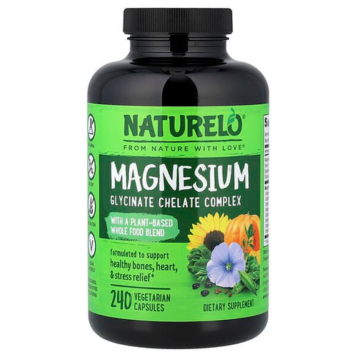 <img alt="NATURELO, Magnesium Glycinate Chelate Complex, 240 Vegetarian Capsules" title="NATURELO, Magnesium Glycinate Chelate Complex, 240 Vegetarian Capsules,628110628855"
