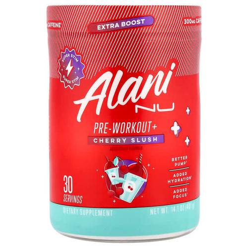 <img alt="Alani Nu, Pre-Workout+, Cherry Slush, 14.1 oz (401 g)" title="Alani Nu, Pre-Workout+, Cherry Slush, 14.1 oz (401 g),810030518136"