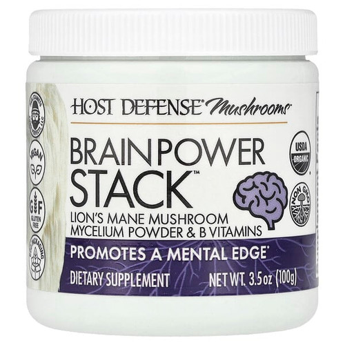 <img alt="Host Defense, Mushrooms, Brain Power Stack, 3.5 oz (100 g)" title="Host Defense, Mushrooms, Brain Power Stack, 3.5 oz (100 g),633422397771"