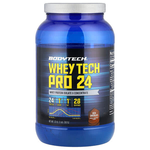 <img alt="BodyTech, Whey Tech Pro 24, Rich Chocolate, 2 lbs (907 g)" title="BodyTech, Whey Tech Pro 24, Rich Chocolate, 2 lbs (907 g),766536025428"