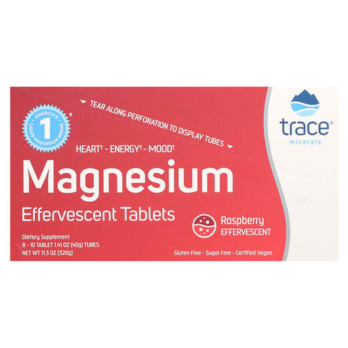 <img alt="Trace, Magnesium Effervescent Tablets, Raspberry, 8 Tubes, 10 Tablets Each" title="Trace, Magnesium Effervescent Tablets, Raspberry, 8 Tubes, 10 Tablets Each,878941004827"