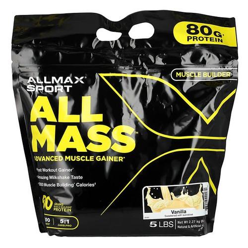<img alt="ALLMAX, Sport, ALLMASS, Advanced Muscle Gainer, Vanilla, 5 lbs (2.27 kg)" title="ALLMAX, Sport, ALLMASS, Advanced Muscle Gainer, Vanilla, 5 lbs (2.27 kg),665553229270"