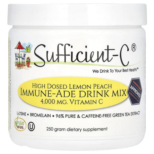 <img alt="Sufficient C, High Dosed Immune-Ade Drink Mix, Lemon Peach, 250 g" title="Sufficient C, High Dosed Immune-Ade Drink Mix, Lemon Peach, 250 g,040232053870"