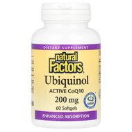 <img alt="Natural Factors, Ubiquinol, 200 mg, 60 Softgels" title="Natural Factors, Ubiquinol, 200 mg, 60 Softgels,068958207308"