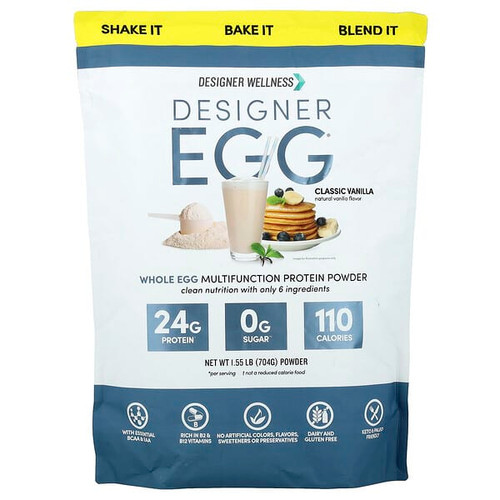 <img alt="Designer Wellness, Designer Egg, Whole Egg Multifunction Protein Powder, Classic Vanilla, 1.55 lb (704 g)" title="Designer Wellness, Designer Egg, Whole Egg Multifunction Protein Powder, Classic Vanilla, 1.55 lb (704 g),844334012625"