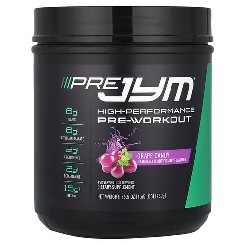 <img alt="JYM Supplement Science, Pre JYM, High Performance Pre-Workout, Grape Candy, 1.65 lbs (750 g)" title="JYM Supplement Science, Pre JYM, High Performance Pre-Workout, Grape Candy, 1.65 lbs (750 g),817047022380"