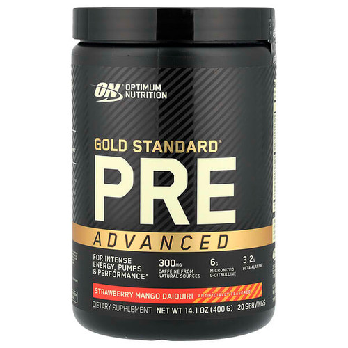 <img alt="Optimum Nutrition, Gold Standard Pre Advanced, Strawberry Mango Daiquiri, 14.1 oz (400 g)" title="Optimum Nutrition, Gold Standard Pre Advanced, Strawberry Mango Daiquiri, 14.1 oz (400 g),748927064308"