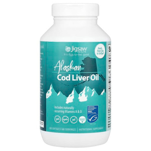 <img alt="Jigsaw Health, Alaskan Cod Liver Oil, 180 Softgels" title="Jigsaw Health, Alaskan Cod Liver Oil, 180 Softgels,876634001870"