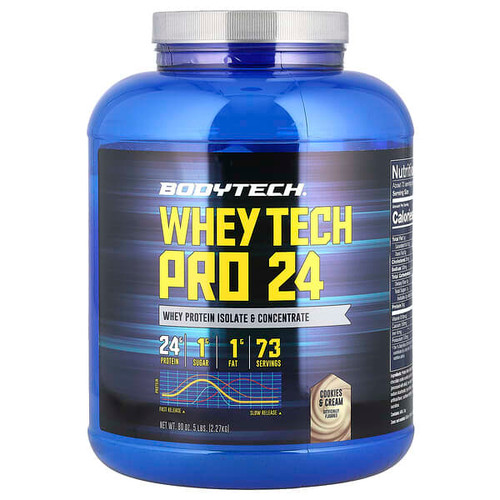 <img alt="BodyTech, Whey Tech Pro 24, Cookies & Cream, 5 lbs (2.27 kg)" title="BodyTech, Whey Tech Pro 24, Cookies & Cream, 5 lbs (2.27 kg),766536025572"