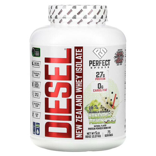 <img alt="PERFECT Sports, Diesel, New Zealand Whey Isolate, Bubble Milk Tea, Honeydew Melon, 5 lbs (2.27 kg)" title="PERFECT Sports, Diesel, New Zealand Whey Isolate, Bubble Milk Tea, Honeydew Melon, 5 lbs (2.27 kg),699097710468"
