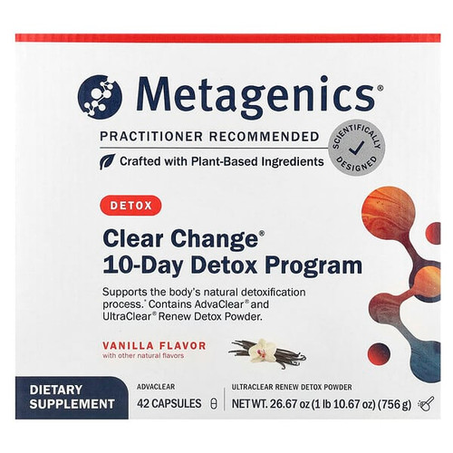 <img alt="Metagenics, Clear Change, 10-Day Detox Program, Vanilla, 4 Piece Set" title="Metagenics, Clear Change, 10-Day Detox Program, Vanilla, 4 Piece Set,755571944337"