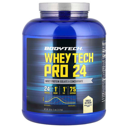 <img alt="BodyTech, Whey Tech Pro 24, Vanilla Ice Cream , 5 lbs (2.27 kg)" title="BodyTech, Whey Tech Pro 24, Vanilla Ice Cream , 5 lbs (2.27 kg),766536025411"