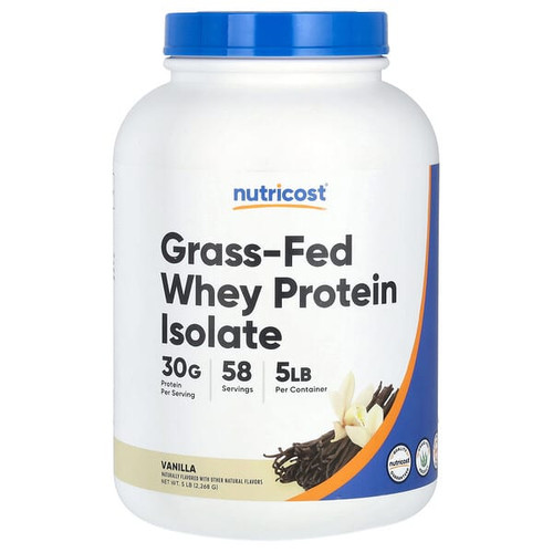 <img alt="Nutricost, Grass-Fed Whey Protein Isolate, Vanilla, 5 lb (2,268 g)" title="Nutricost, Grass-Fed Whey Protein Isolate, Vanilla, 5 lb (2,268 g),810014675640"