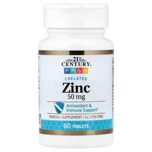 <img alt="21st Century, Chelated Zinc, 50 mg, 60 Tablets" title="21st Century, Chelated Zinc, 50 mg, 60 Tablets,740985280249"