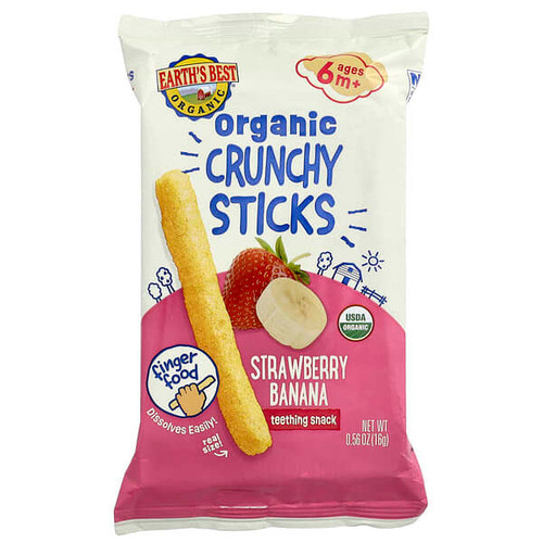 <img alt="Earths Best, Organic Crunchy Sticks, 6+ Months, Strawberry Banana, 0.56 oz (16 g)" title="Earths Best, Organic Crunchy Sticks, 6+ Months, Strawberry Banana, 0.56 oz (16 g),023923532953"