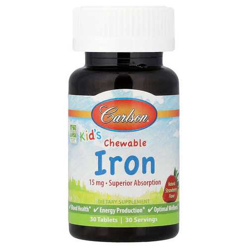 <img alt="Carlson, Kids Chewable Iron, Natural Strawberry, 15 mg, 30 Tablets" title="Carlson, Kids Chewable Iron, Natural Strawberry, 15 mg, 30 Tablets,088395559303"