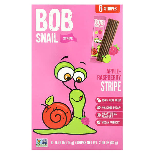 <img alt="Bob Snail, Fruit Stripe, Apple-Raspberry, 6 Count, 0.49 oz (14 g) Each" title="Bob Snail, Fruit Stripe, Apple-Raspberry, 6 Count, 0.49 oz (14 g) Each,628693669511"