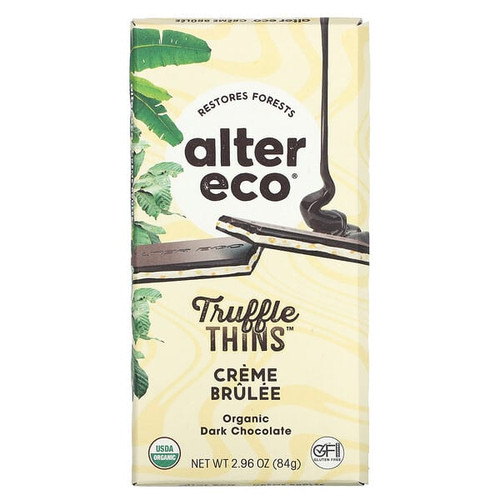 <img alt="Alter Eco, Truffle Thins, Organic Dark Chocolate Bar, Crème Brûlee, 2.96 oz (84 g)" title="Alter Eco, Truffle Thins, Organic Dark Chocolate Bar, Crème Brûlee, 2.96 oz (84 g),817670012581"