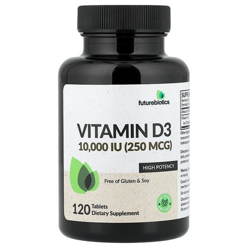 <img alt="Futurebiotics, Vitamin D3, 250 mcg (10,000 IU), 120 Tablets" title="Futurebiotics, Vitamin D3, 250 mcg (10,000 IU), 120 Tablets,049479502325"