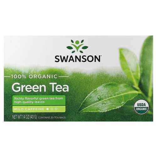 <img alt="Swanson Vitamins, 100% Organic Green Tea, 20 Tea Bags, 1.4 oz (40 g)" title="Swanson Vitamins, 100% Organic Green Tea, 20 Tea Bags, 1.4 oz (40 g),087614240848"