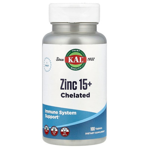 <img alt="KAL, Zinc 15+ Chelated, 100 Tablets" title="KAL, Zinc 15+ Chelated, 100 Tablets,021245961239"