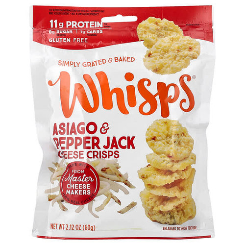 <img alt="Whisps, Cheese Crisps, Asiago & Pepper Jack , 2.12 oz ( 60 g)" title="Whisps, Cheese Crisps, Asiago & Pepper Jack , 2.12 oz ( 60 g),088231415244"