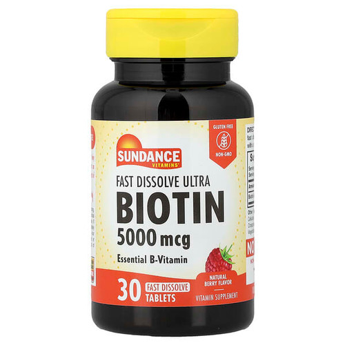 <img alt="Sundance Vitamins, Biotin, Natural Berry, 5,000 mcg, 30 Fast Dissolve Tablets" title="Sundance Vitamins, Biotin, Natural Berry, 5,000 mcg, 30 Fast Dissolve Tablets,840093102294"