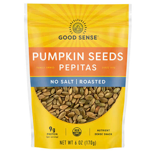 <img alt="Good Sense, Pumpkin Seeds Pepitas, No Salt, Roasted, 6 oz (170 g)" title="Good Sense, Pumpkin Seeds Pepitas, No Salt, Roasted, 6 oz (170 g),030243847834"