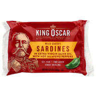 <img alt="King Oscar, Wild Caught Sardines In Extra Virgin Olive Oil With Hot Jalapeno Peppers, Two Layer, 3.75 oz (106 g)" title="King Oscar, Wild Caught Sardines In Extra Virgin Olive Oil With Hot Jalapeno Peppers, Two Layer, 3.75 oz (106 g),034800006566"