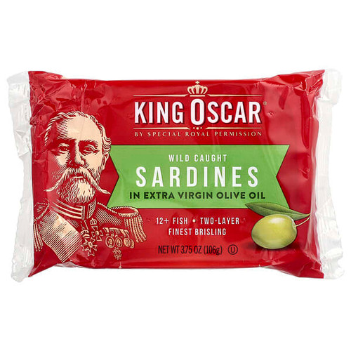 <img alt="King Oscar, Wild Caught, Sardines In Extra Virgin Olive Oil, Two Layer, 3.75 oz (106 g)" title="King Oscar, Wild Caught, Sardines In Extra Virgin Olive Oil, Two Layer, 3.75 oz (106 g),034800002001"