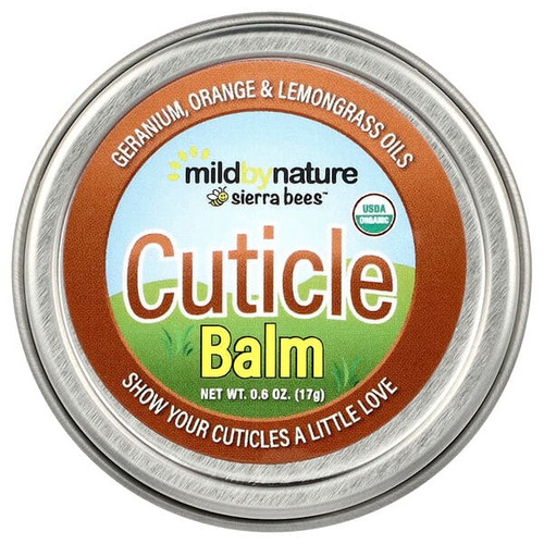 <img alt="Mild By Nature, Sierra Bees, Cuticle Care Balm, Geranium, Orange & Lemongrass, 0.6 oz (17 g)" title="Mild By Nature, Sierra Bees, Cuticle Care Balm, Geranium, Orange & Lemongrass, 0.6 oz (17 g),898220025749"