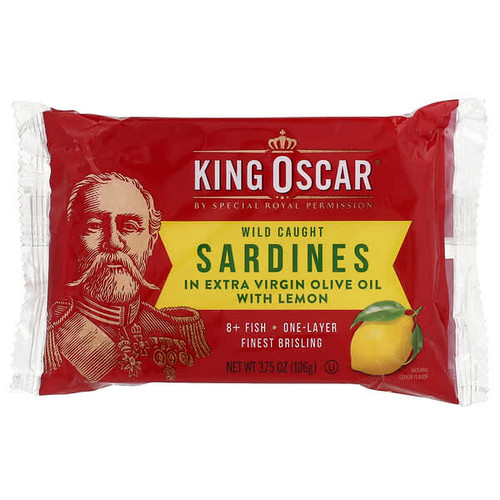 <img alt="King Oscar, Wild Caught Sardines In Extra Virgin Olive Oil, With Lemon, 3.75 oz (106 g)" title="King Oscar, Wild Caught Sardines In Extra Virgin Olive Oil, With Lemon, 3.75 oz (106 g),034800006429"