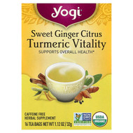 <img alt="Yogi Tea, Turmeric Vitality, Sweet Ginger Citrus, Caffeine Free, 16 Tea Bags, 1.12 oz (32 g)" title="Yogi Tea, Turmeric Vitality, Sweet Ginger Citrus, Caffeine Free, 16 Tea Bags, 1.12 oz (32 g),076950207141"