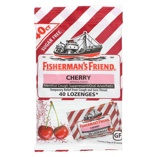 <img alt="Fishermans Friend, Menthol Cough Suppressant Lozenges, Sugar Free, Cherry, 40 Lozenges" title="Fishermans Friend, Menthol Cough Suppressant Lozenges, Sugar Free, Cherry, 40 Lozenges,853236005123"