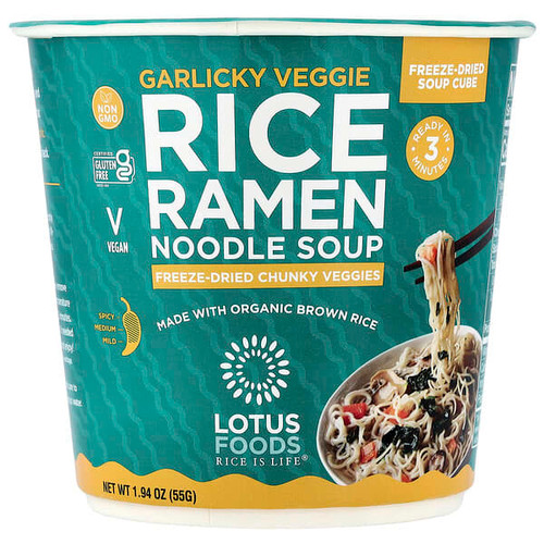<img alt="Lotus Foods, Rice Ramen Noodle Soup, Garlicky Veggie, 1.94 oz (55 g)" title="Lotus Foods, Rice Ramen Noodle Soup, Garlicky Veggie, 1.94 oz (55 g),708953651057"