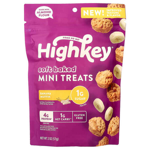 <img alt="HighKey, Soft Baked Mini Treats, Banana Muffin, 2 oz (57 g)" title="HighKey, Soft Baked Mini Treats, Banana Muffin, 2 oz (57 g),850020433735"