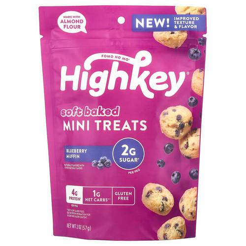 <img alt="HighKey, Soft Baked Mini Treats, Blueberry Muffin, 2 oz (57 g)" title="HighKey, Soft Baked Mini Treats, Blueberry Muffin, 2 oz (57 g),850020433759"