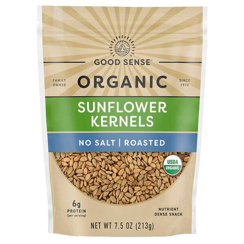 <img alt="Good Sense, Organic Sunflower Kernels, No Salt, Roasted, 7.5 oz (213 g)" title="Good Sense, Organic Sunflower Kernels, No Salt, Roasted, 7.5 oz (213 g),030243876407"