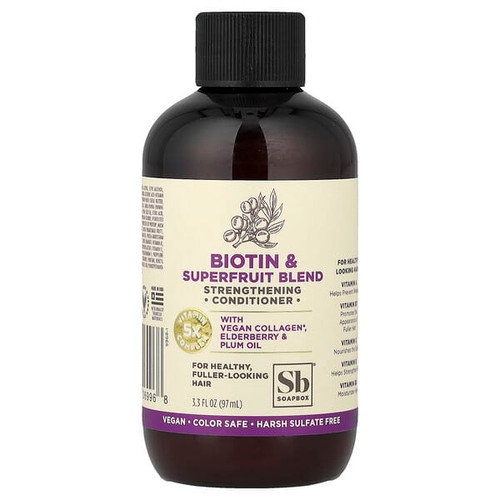 <img alt="Soapbox, Strengthening Conditioner, Biotin & Superfruit, 3.3 fl oz (97 ml)" title="Soapbox, Strengthening Conditioner, Biotin & Superfruit, 3.3 fl oz (97 ml),850034069968"