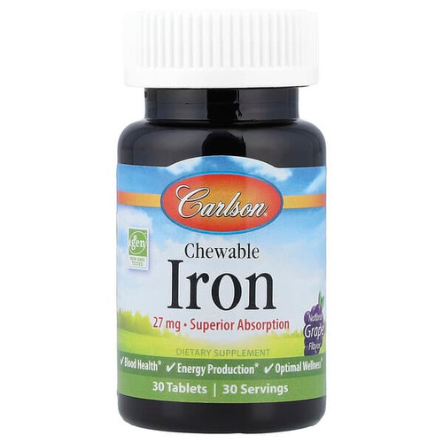 <img alt="Carlson, Chewable Iron, Natural Grape, 27 mg, 30 Tablets" title="Carlson, Chewable Iron, Natural Grape, 27 mg, 30 Tablets,088395055805"